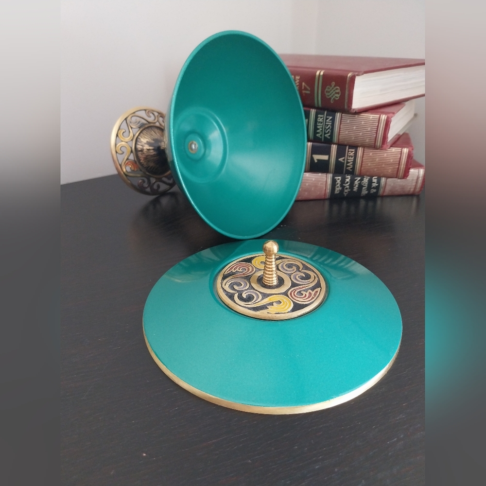 Elegant Teal and Gold Decorative Bowl - Picture 4 of 7
